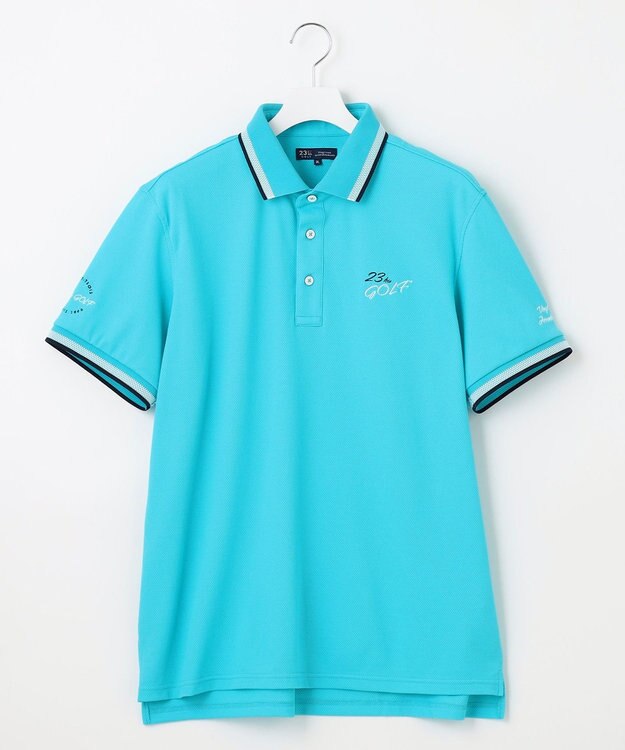 23区GOLF 【MEN】【キングサイズ/UVケア/吸水速乾】ハニカムカノコ 半袖ポロシャツ ターコイズブルー系