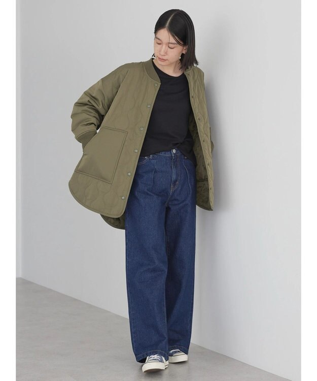 AMERICAN HOLIC キルポカリブ付きキルティングブルゾン Khaki