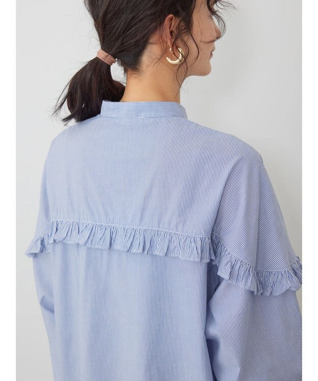 AMERICAN HOLIC フリルバンドカラーシャツ Stripe