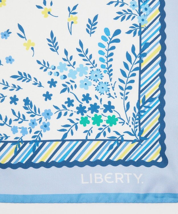 LIBERTY. ホープ スプリングス 45x45 シルク スカーフ ブルー