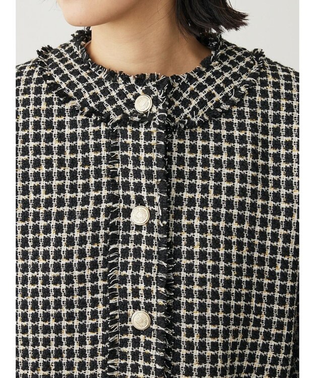 Green Parks ・ＥＬＥＮＣＡＲＥ　ＤＵＥ　ツィードノーカラージャケット Black