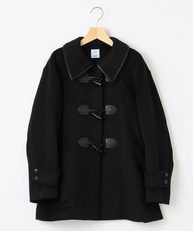組曲 バイカラーダッフル ウールコート ブラック系