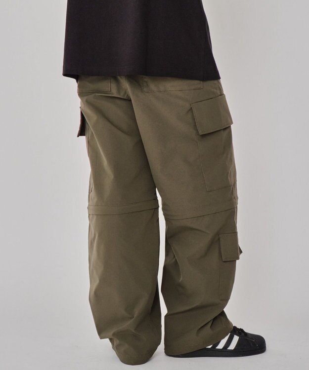 WEGO 【MLサイズ展開】2WAYリップストップカーゴパンツ カーキ
