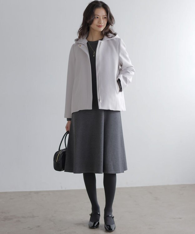 組曲 L ウールモッサ ショートコート ライトグレー系