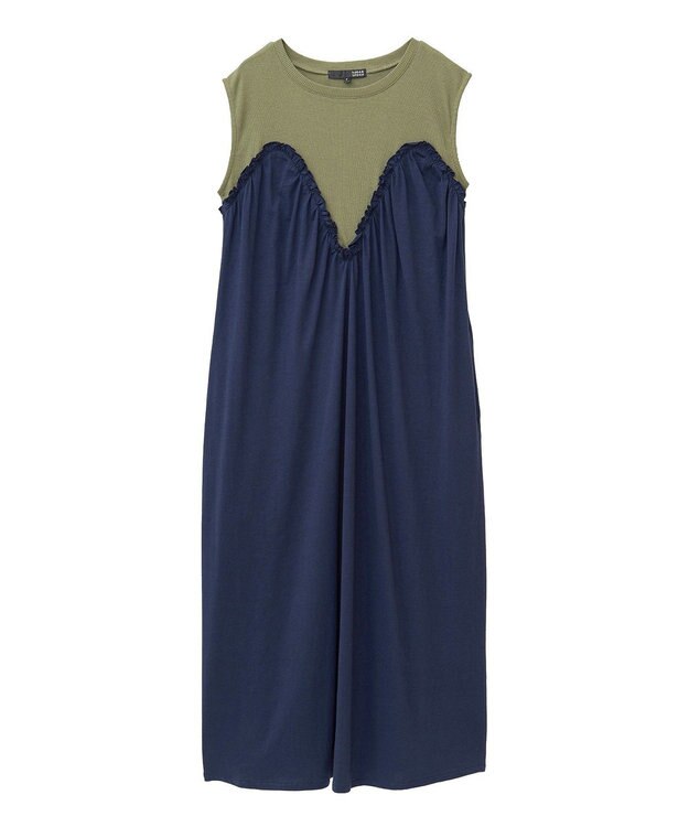 Green Parks ・ＳＵＧＡＲ　ＳＰＯＯＮ　ギャザーノースリーブワンヒ Khaki