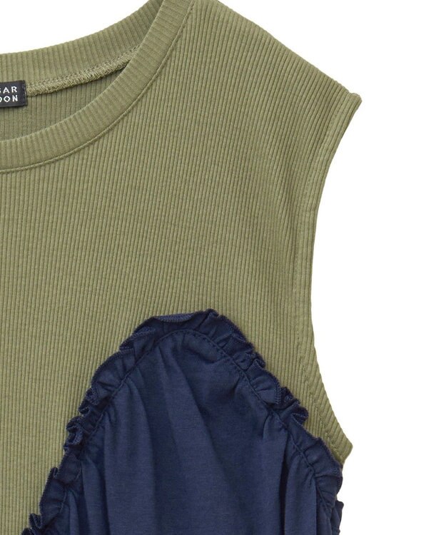 Green Parks ・ＳＵＧＡＲ　ＳＰＯＯＮ　ギャザーノースリーブワンヒ Khaki