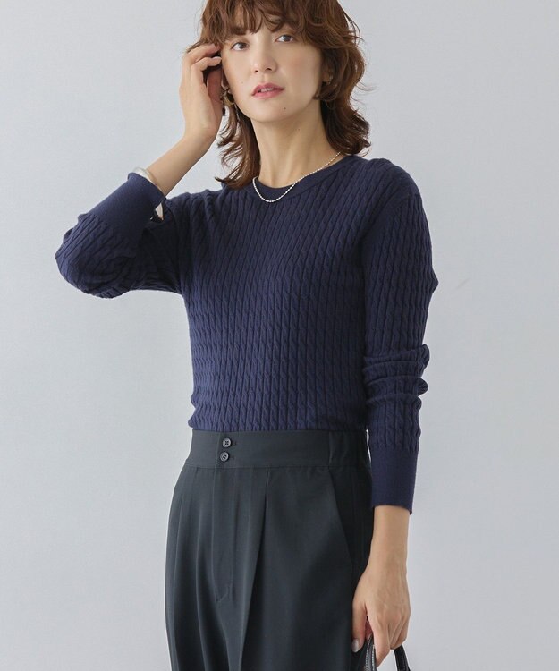 AMERICAN HOLIC ミニケーブルショート丈プルオーバー Navy