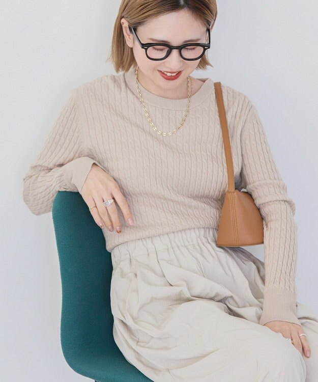 AMERICAN HOLIC ミニケーブルショート丈プルオーバー Beige