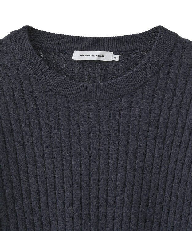 AMERICAN HOLIC ミニケーブルショート丈プルオーバー Navy