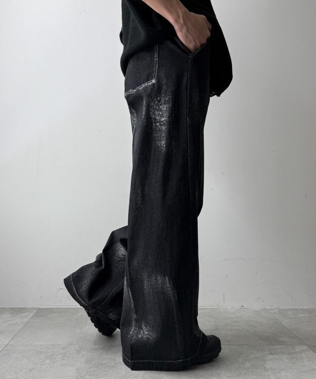 WEGO メタリックプリントデニムパンツ デニムブラックソノタ