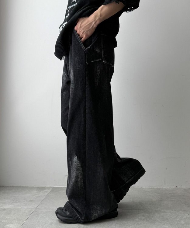 WEGO メタリックプリントデニムパンツ デニムブラックソノタ