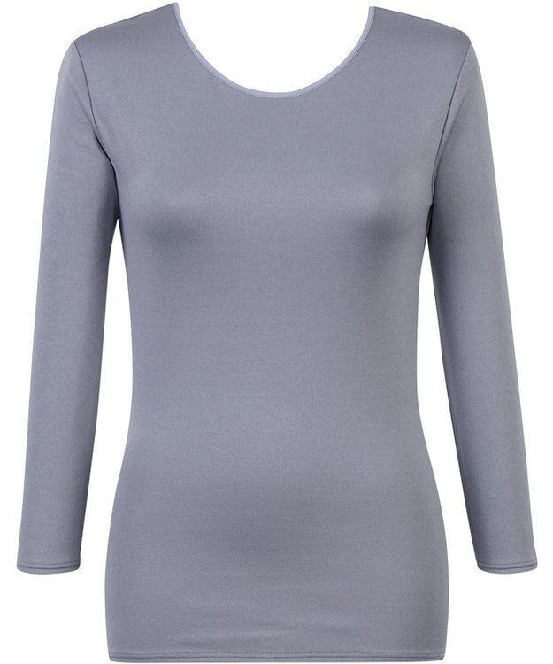 Wing あったかインナー 綿100％(肌側) 軽い ネックせまめ 8分袖 長袖 秋 冬 EL2950 ウイング／ワコール グレー