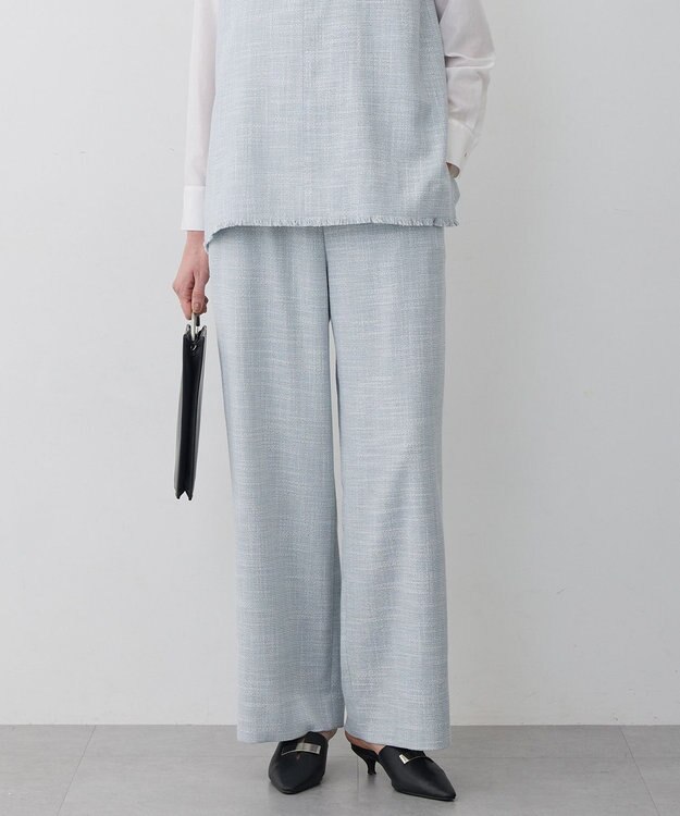 ICB 【先行予約】ライトスラブツイード ワイドパンツ ライトデニムミックス