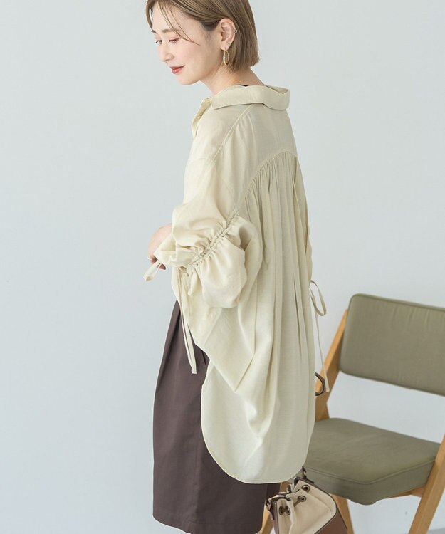 AMERICAN HOLIC シアーバックギャザーリボンシャツ Light Beige