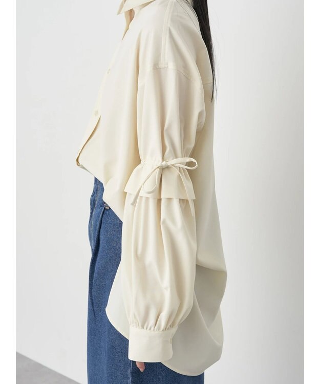 earth music&ecology ギャザースリーブシャツ Light Yellow