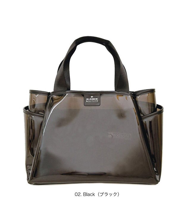 ROOTOTE 3670【仕切り+自立】LT.デリ.パルーティ.クリア-A 02：ブラック