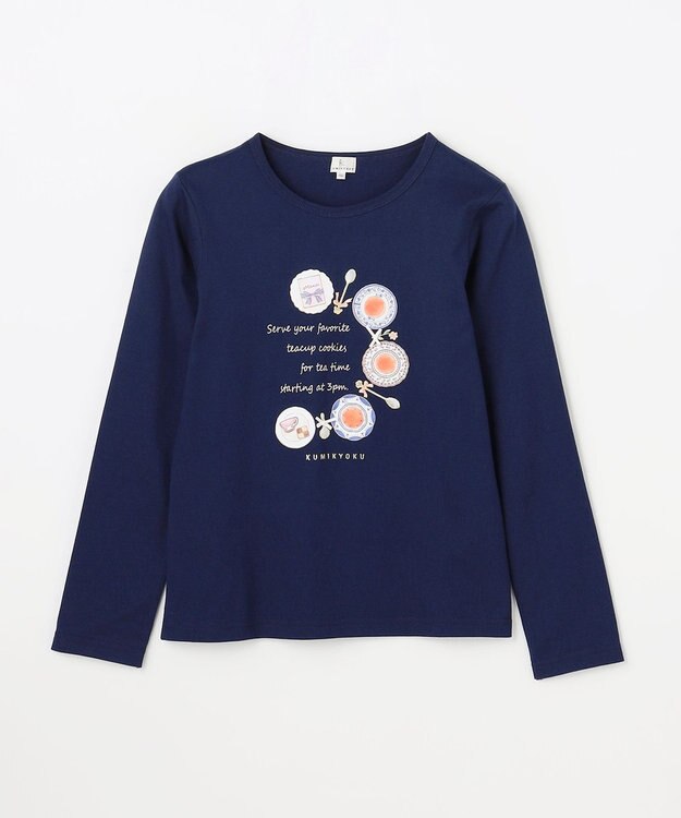 組曲 KIDS 【150-170㎝】ティータイム アートTシャツ ネイビー