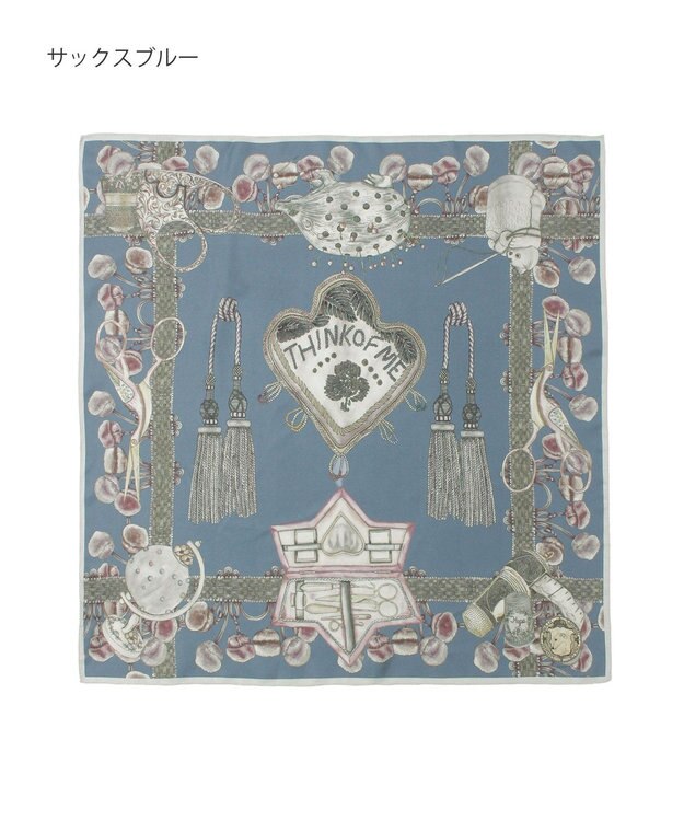 MOONBAT SWASH LONDON(スウォッシュロンドン） シルクツイルスカーフ THINK OF ME 68×68cm 日本製 サックスブルー