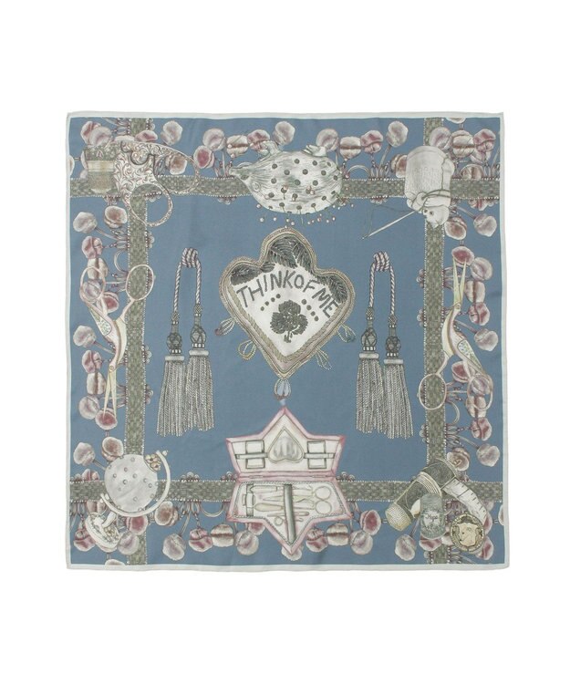 MOONBAT SWASH LONDON(スウォッシュロンドン） シルクツイルスカーフ THINK OF ME 68×68cm 日本製 サックスブルー