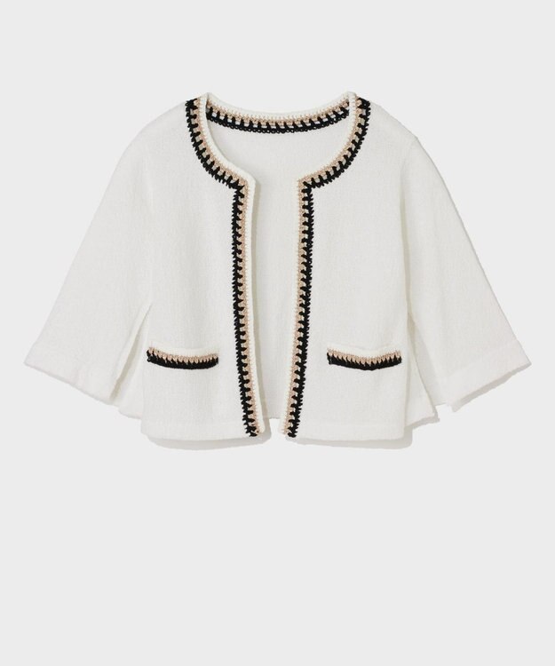 GRACE CONTINENTAL ツイーディーニットカーディガン ホワイト