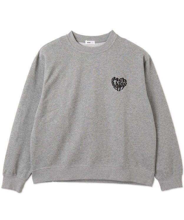 WEGO 【ユニセックス着用ITEM/裏起毛/SMLサイズ展開】リラックスフィットハートロゴプルオーバー 杢グレー