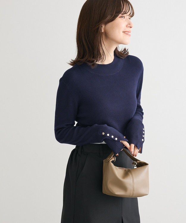 Green Parks 袖口金釦リブニットプルオーバー Dark Navy