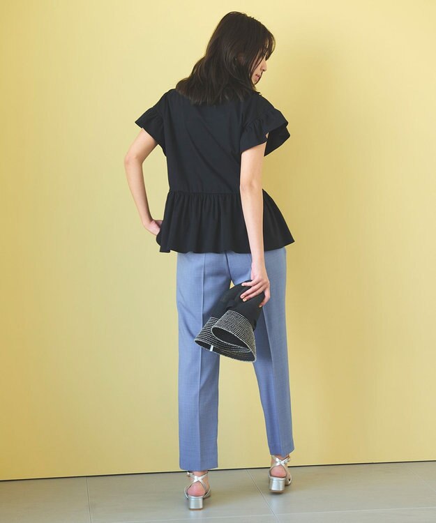 Feroux 【洗える】美シルエットカラーテーパード パンツ ブルー系