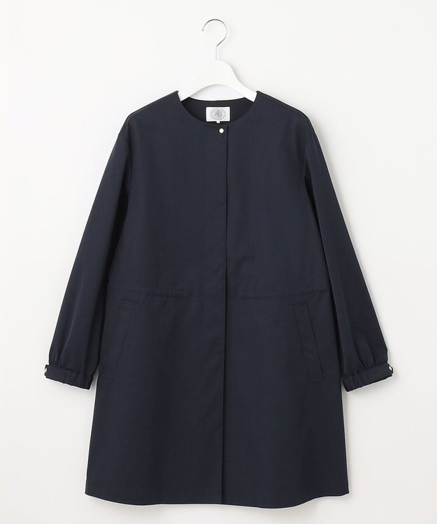 J.PRESS LADIES 【洗える】 ソロテックスドライツイル ノーカラー コート ネイビー系