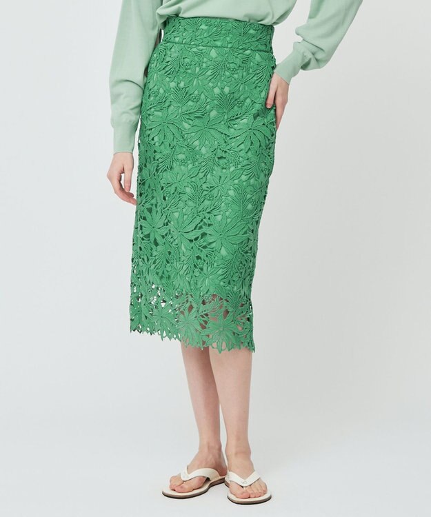 BEIGE， NARCISSUS / レーススカート Pine Green