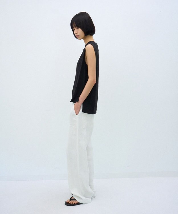 ATON SHRINK FRESCA JERSEY | スリーブレスプルオーバー BLACK