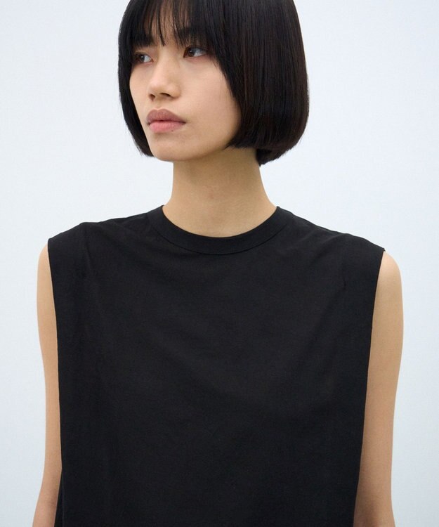 ATON SHRINK FRESCA JERSEY | スリーブレスプルオーバー BLACK