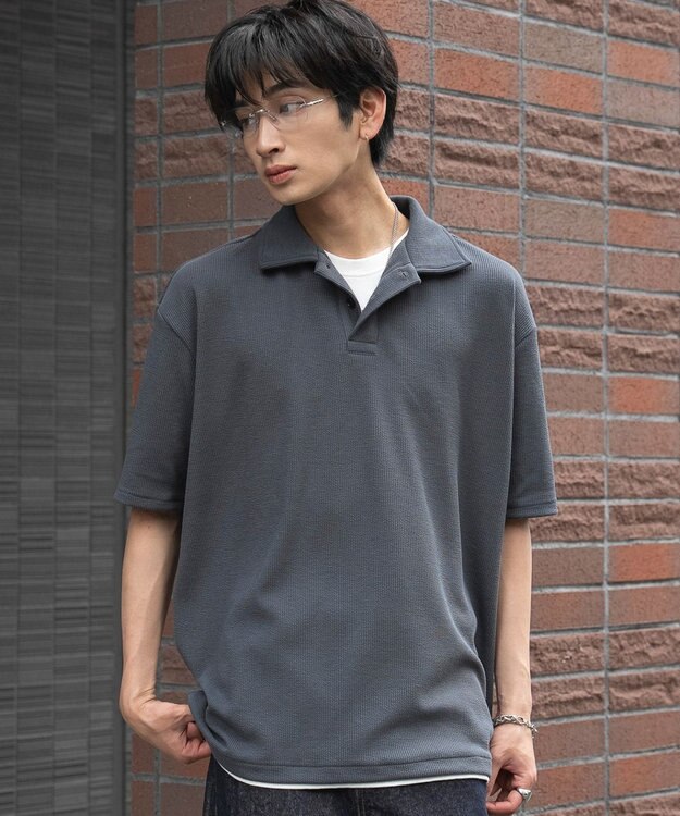 WEGO 【ユニセックス着用ITEM】フェイクレイヤードニットポロシャツ（SS） ブルー