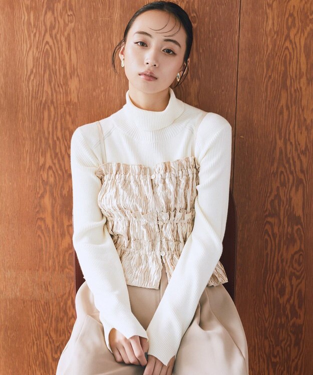 earth music&ecology シャーリングビスチェ Ivory