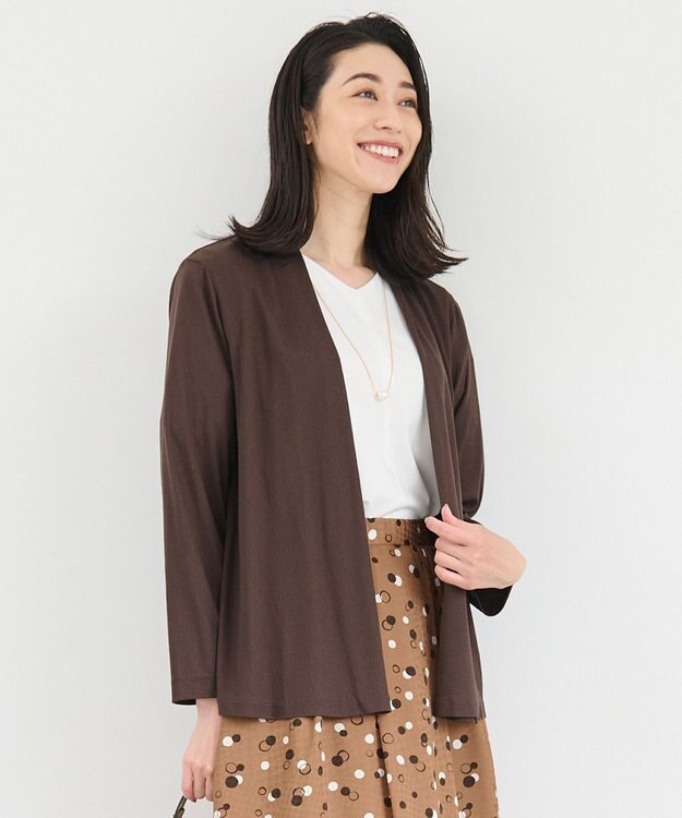 自由区 【好評につき新色追加・接触冷感・UVカット・洗える・XSサイズあり】ハンディカーディガン ミドル丈 （新色）ダークブラウン系