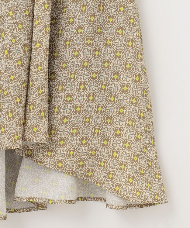 自由区 【洗える・XSサイズあり】アラベスクプリント スカート オリーブイエロー