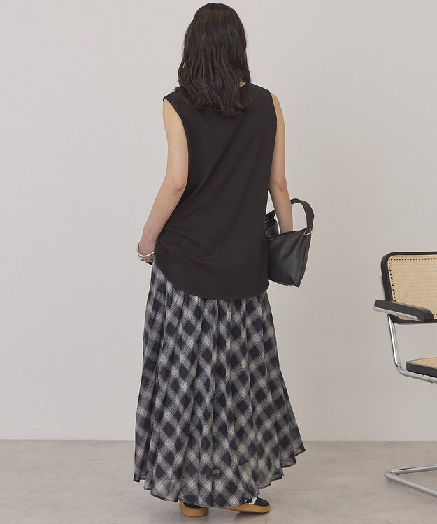 AMERICAN HOLIC 【選べる丈】チェックシアープリーツスカート Ivory