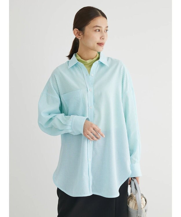 Green Parks イージーケア　ドビーストライプシャツ Green