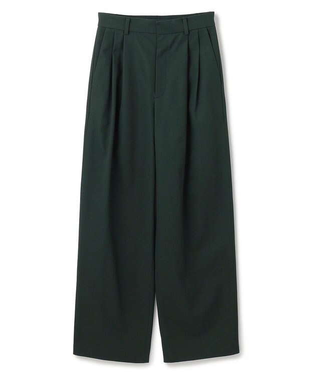 BEIGE， 【洗える】GAZANIA / コットンチノ2タックワイドパンツ Forest Green