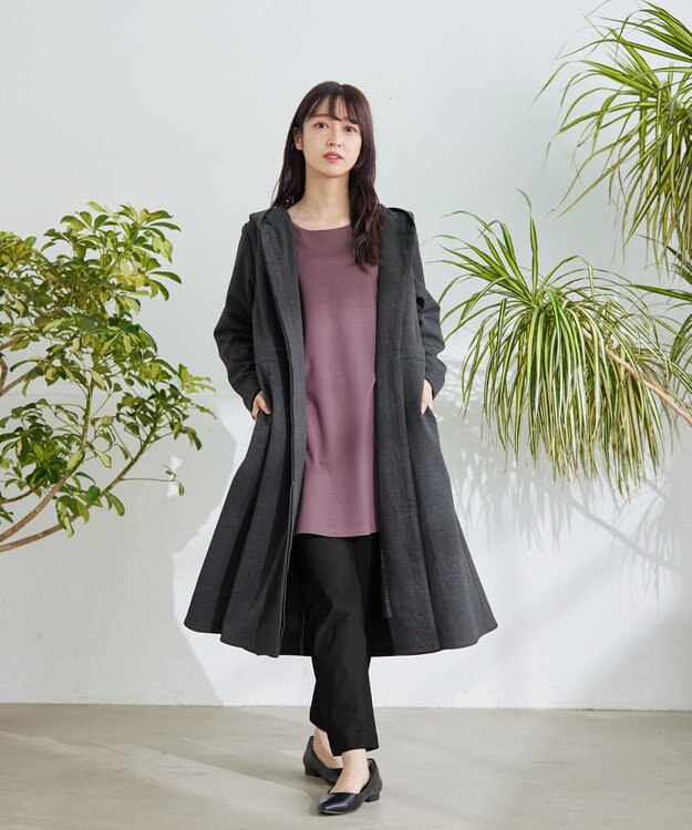 Tiaclasse 【洗える】グログランリボン付きフリル袖チュニック ピンクモカ