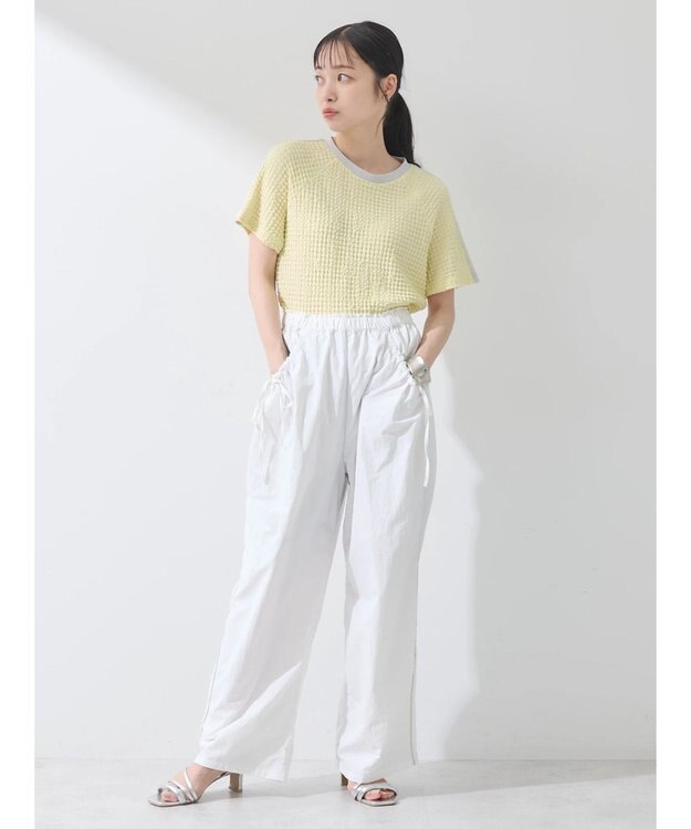 earth music&ecology サイドリボンラインパンツ（Ｏｆｆ　Ｗｈｉｔｅ） Off White