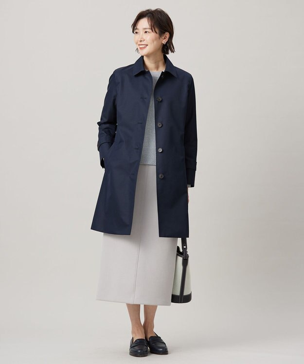 J.PRESS LADIES L 【撥水・WEB限定カラーあり】コットンポリエステル ツイル ロング コート ネイビー系