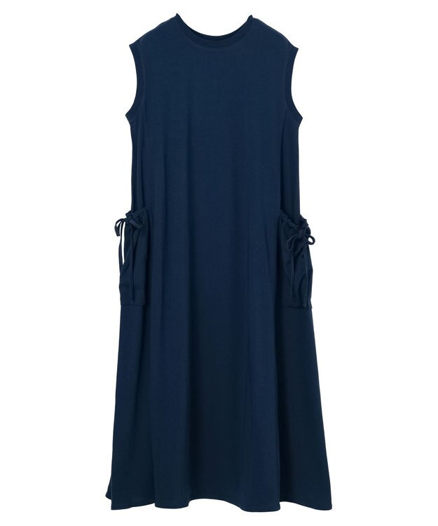 earth music&ecology ギャザーポケットノースリーブワンピース Dark Blue