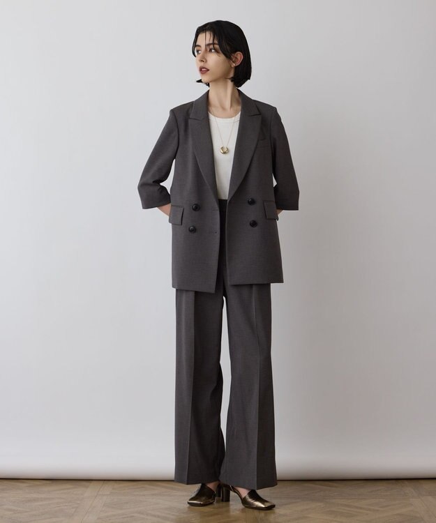 GRACE CONTINENTAL スラブストレッチテーラージャケット チャコール