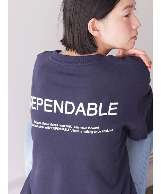 AMERICAN HOLIC デザインスリーブロゴスウェット Navy