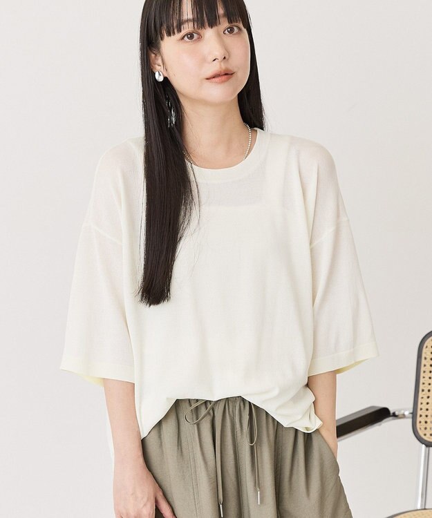 AMERICAN HOLIC 配色コクーンシルエットニット Off White
