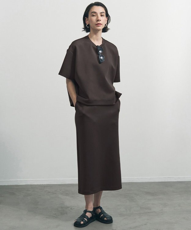 UNFILO BEAUTY FORM JERSEY light Iラインスカート チャコール