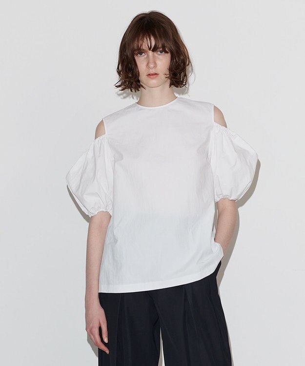 NAVE 【Nave　撥水機能・UVカット・透湿・接触冷感】ナイロンワッシャー ブラウス ホワイト系