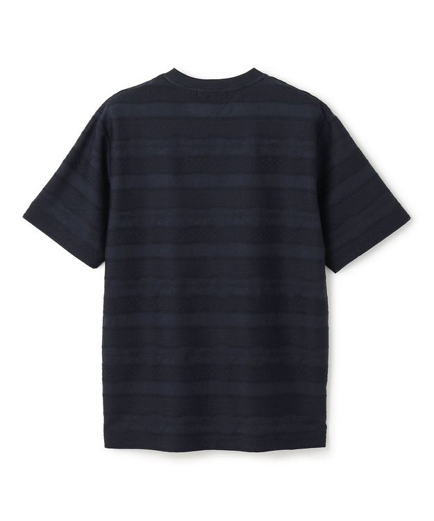 JOSEPH HOMME 新柄【ストレッチ/洗える】ジャガードボーダー　クルーネックTシャツ ネイビー系