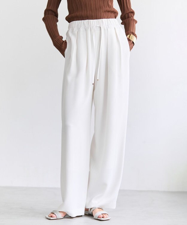 BEIGE， RUE / ドライタッチイージーセミワイドパンツ Ecru