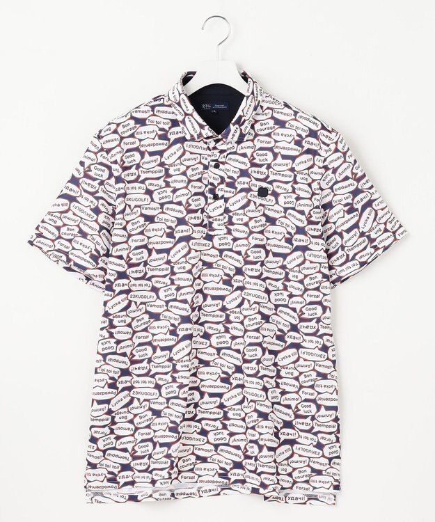 23区GOLF 【MEN】【キングサイズ/吸水速乾/UVカット】YELL総柄プリントポロシャツ ネイビー系5